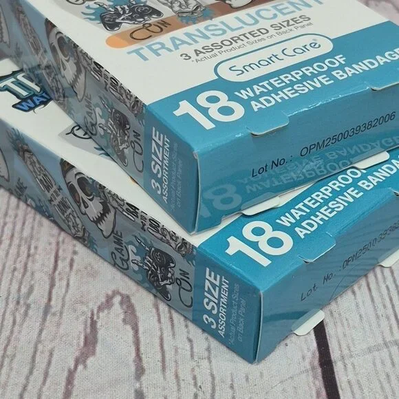 2 Boxes- Smart Care Teal Tattoo Style Translucent Waterproof Adhesive Bandages - Picture 5 of 5